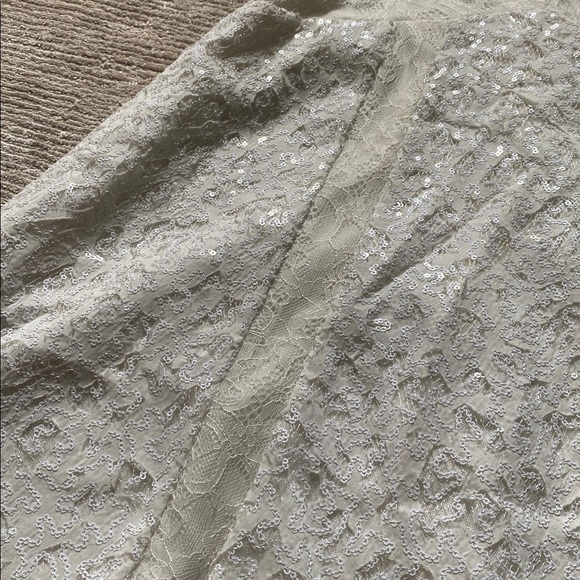 BCBGMaxAzria Gracie Off-White Sequin Lace Mini Dress Bridal Shower Wedding - Picture 4 of 14